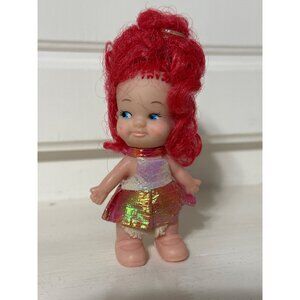 Vintage 1980s Mattel Little Kiddle Doll With Red Hair & Holographic Dress